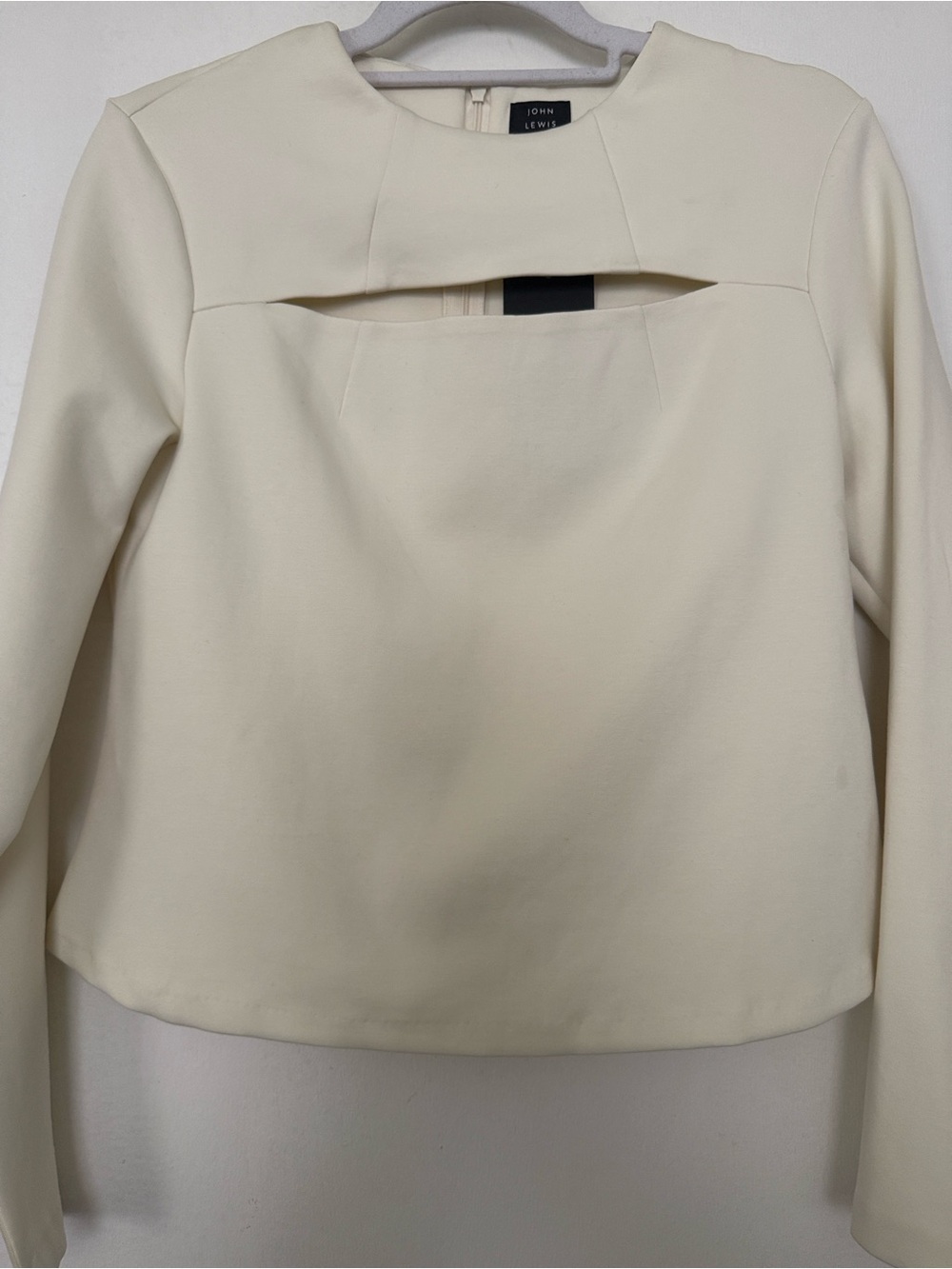 John Lewis X A.W.AK.E. Mode Cream Long-Sleeve Cutout Women's Top